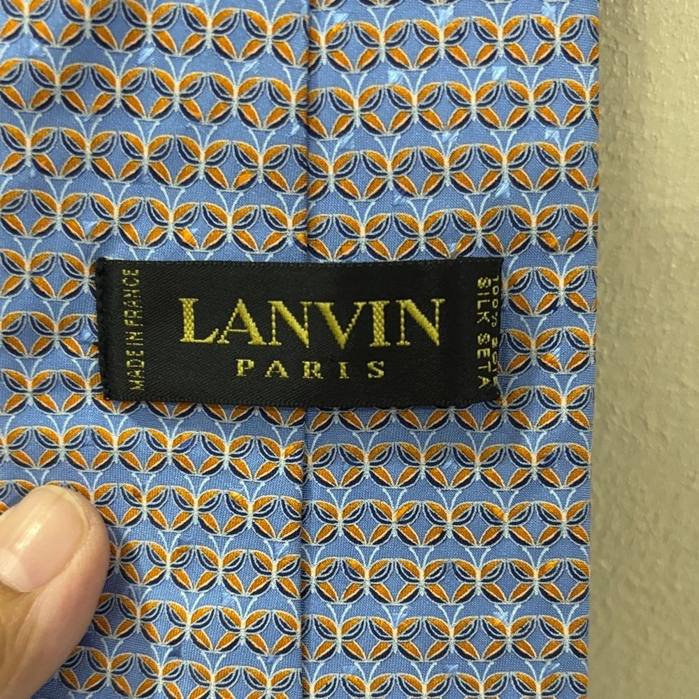 lanvin Paris Blue Geometric Men's Tie